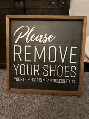 Funny Please Remove Your Shoes Framed Wood Sign Farmhouse Decor 13x13